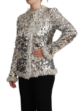 Silver Sequined Shearling Long Sleeves Jacket Dolce & Gabbana