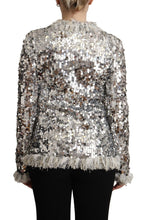 Silver Sequined Shearling Long Sleeves Jacket Dolce & Gabbana