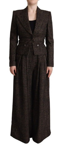 Dark Brown Wool Single Breasted 2 Pc Jacket Pants Dolce & Gabbana