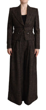 Dark Brown Wool Single Breasted 2 Pc Jacket Pants Dolce & Gabbana