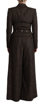 Dark Brown Wool Single Breasted 2 Pc Jacket Pants Dolce & Gabbana