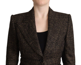 Dark Brown Wool Single Breasted 2 Pc Jacket Pants Dolce & Gabbana
