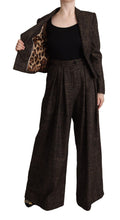 Dark Brown Wool Single Breasted 2 Pc Jacket Pants Dolce & Gabbana