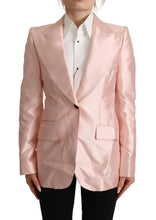 Pink Satin Long Sleeves Blazer Coat Jacket Dolce & Gabbana