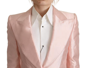 Pink Satin Long Sleeves Blazer Coat Jacket Dolce & Gabbana