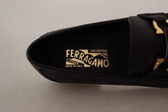 Elegant Black Calf Leather Loafers Salvatore Ferragamo