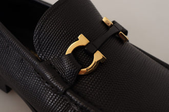Elegant Black Calf Leather Loafers Salvatore Ferragamo