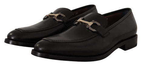 Suave Black Leather Gancio Bit Loafers Salvatore Ferragamo