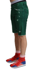 Green Tattered Cotton Men Denim Bermuda Shorts Dolce & Gabbana
