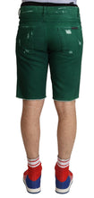 Green Tattered Cotton Men Denim Bermuda Shorts Dolce & Gabbana