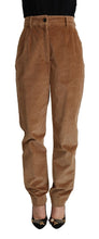 Brown Cotton Corduroy High Waist Skinny Pants Dolce & Gabbana