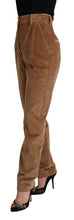Brown Cotton Corduroy High Waist Skinny Pants Dolce & Gabbana