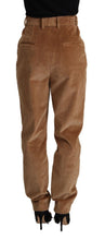 Brown Cotton Corduroy High Waist Skinny Pants Dolce & Gabbana