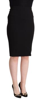 Black High Waist Knee Length Pencil Cut Skirt Dolce & Gabbana