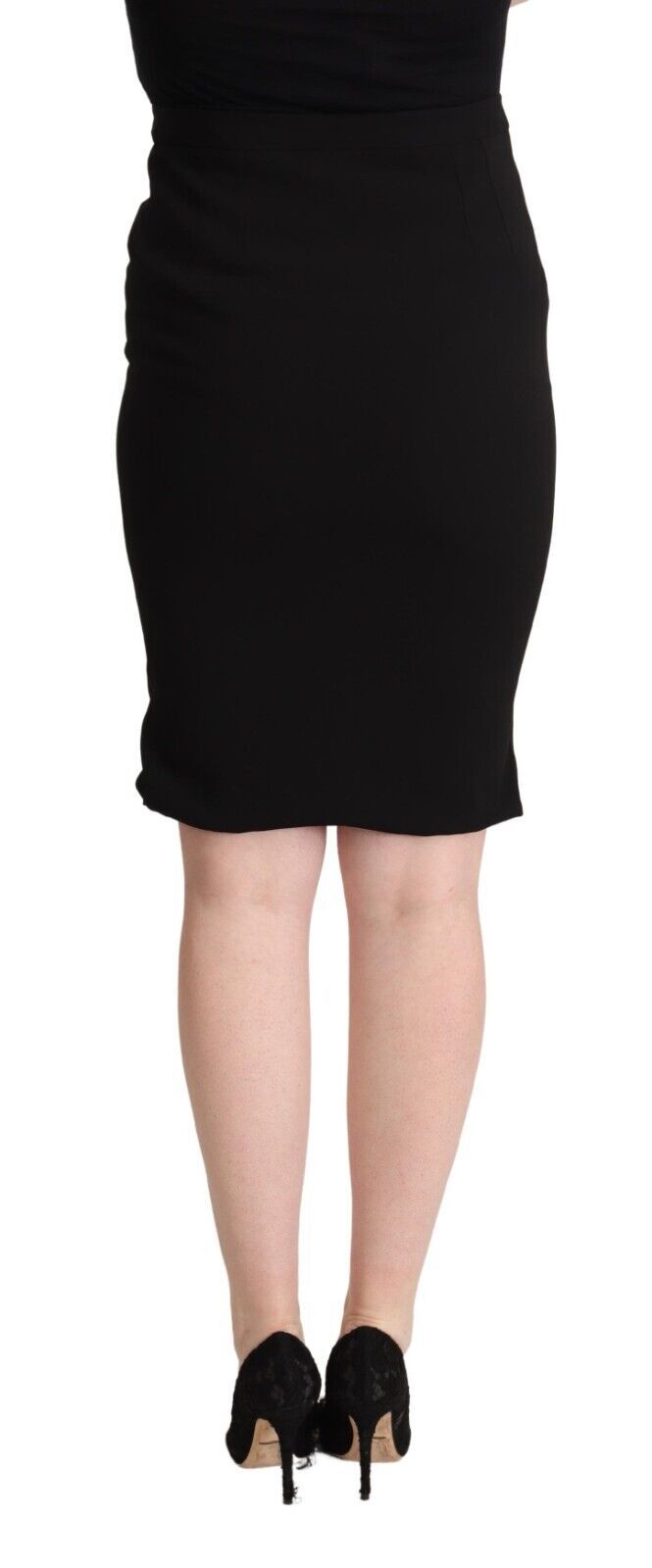 Black High Waist Knee Length Pencil Cut Skirt Dolce & Gabbana