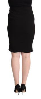 Black High Waist Knee Length Pencil Cut Skirt Dolce & Gabbana