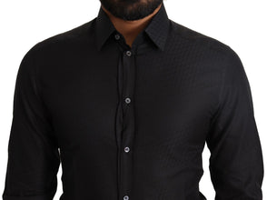 Black GOLD Cotton Slim Dress Formal Shirt Dolce & Gabbana