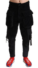 Black Cotton Skinny Corduroy Cargo Pants Dolce & Gabbana