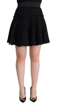 Black Knitted Nylon High Waist Mini A-line Skirt Dolce & Gabbana