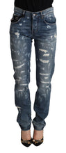 Blue Distressed Denim BOYFRIEND Skinny Jeans Dolce & Gabbana