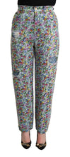 Blue Floral Print High Waist Denim Tapered Jeans Dolce & Gabbana