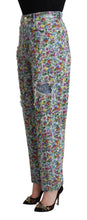 Blue Floral Print High Waist Denim Tapered Jeans Dolce & Gabbana
