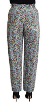 Blue Floral Print High Waist Denim Tapered Jeans Dolce & Gabbana