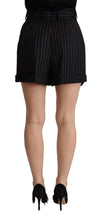 Black Stripes Wool High Waist Trouser Bermuda Shorts Dolce & Gabbana