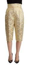 Beige Floral Brocade High Waist Trouser Cropped Pants Dolce & Gabbana