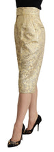 Beige Floral Brocade High Waist Trouser Cropped Pants Dolce & Gabbana