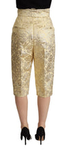 Beige Floral Brocade High Waist Trouser Cropped Pants Dolce & Gabbana