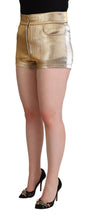 Metallic Gold Cotton Mid Waist Hot Pants Shorts Dolce & Gabbana