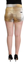 Metallic Gold Cotton Mid Waist Hot Pants Shorts Dolce & Gabbana