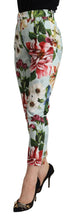 Light Blue Fiori Print Cotton Trouser Tapered Pants Dolce & Gabbana