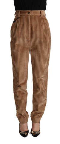 Brown Corduroy Cotton Trouser Tapered Pants Dolce & Gabbana