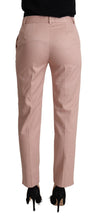 Pink Cotton Mid Waist Trouser Tapered Pants Dolce & Gabbana