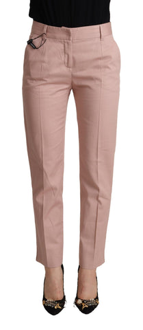 Pink Cotton Mid Waist Trouser Tapered Pants Dolce & Gabbana