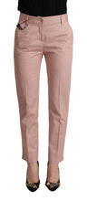 Pink Cotton Mid Waist Trouser Tapered Pants Dolce & Gabbana