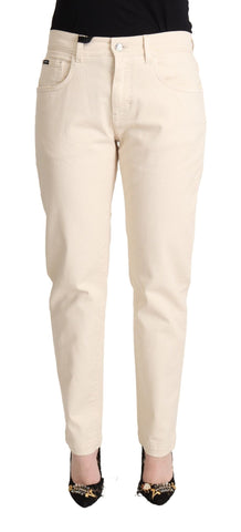 White Cotton Skinny Denim Women Jeans Pants Dolce & Gabbana