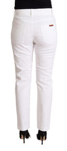 White Cotton Mid Waist Denim Tapered Jeans Dolce & Gabbana