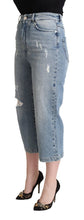 Blue Tattered Cotton Denim Capri Cropped Jeans Dolce & Gabbana