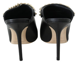 Elegant Black Gold Leather Pumps Jimmy Choo