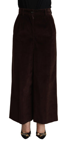 Black Cotton High Waist Trouser Wide Leg Pants Dolce & Gabbana