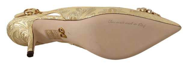 Gold Crystal Slingbacks Pumps Heels Shoes Dolce & Gabbana