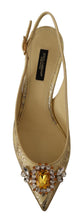 Gold Crystal Slingbacks Pumps Heels Shoes Dolce & Gabbana