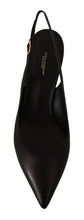 Black Leather Slingbacks Heels Pumps Shoes Dolce & Gabbana