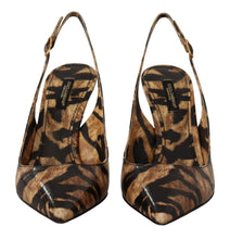 Brown Slingbacks Leather Tiger Shoes Dolce & Gabbana