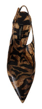Brown Slingbacks Leather Tiger Shoes Dolce & Gabbana