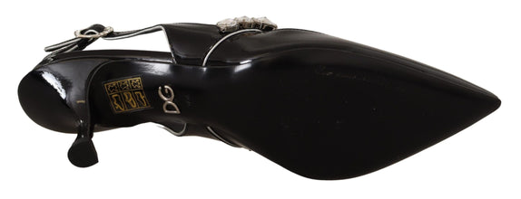 Black Patent Leather Crystal Slingbacks Shoes Dolce & Gabbana