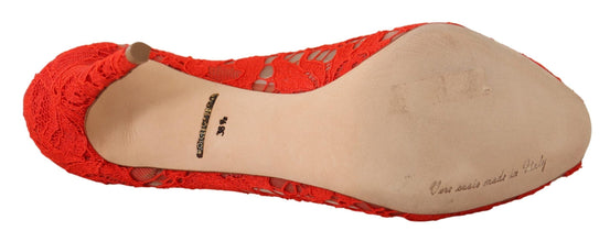 Red Taormina Lace Crystal Heels Pumps Dolce & Gabbana